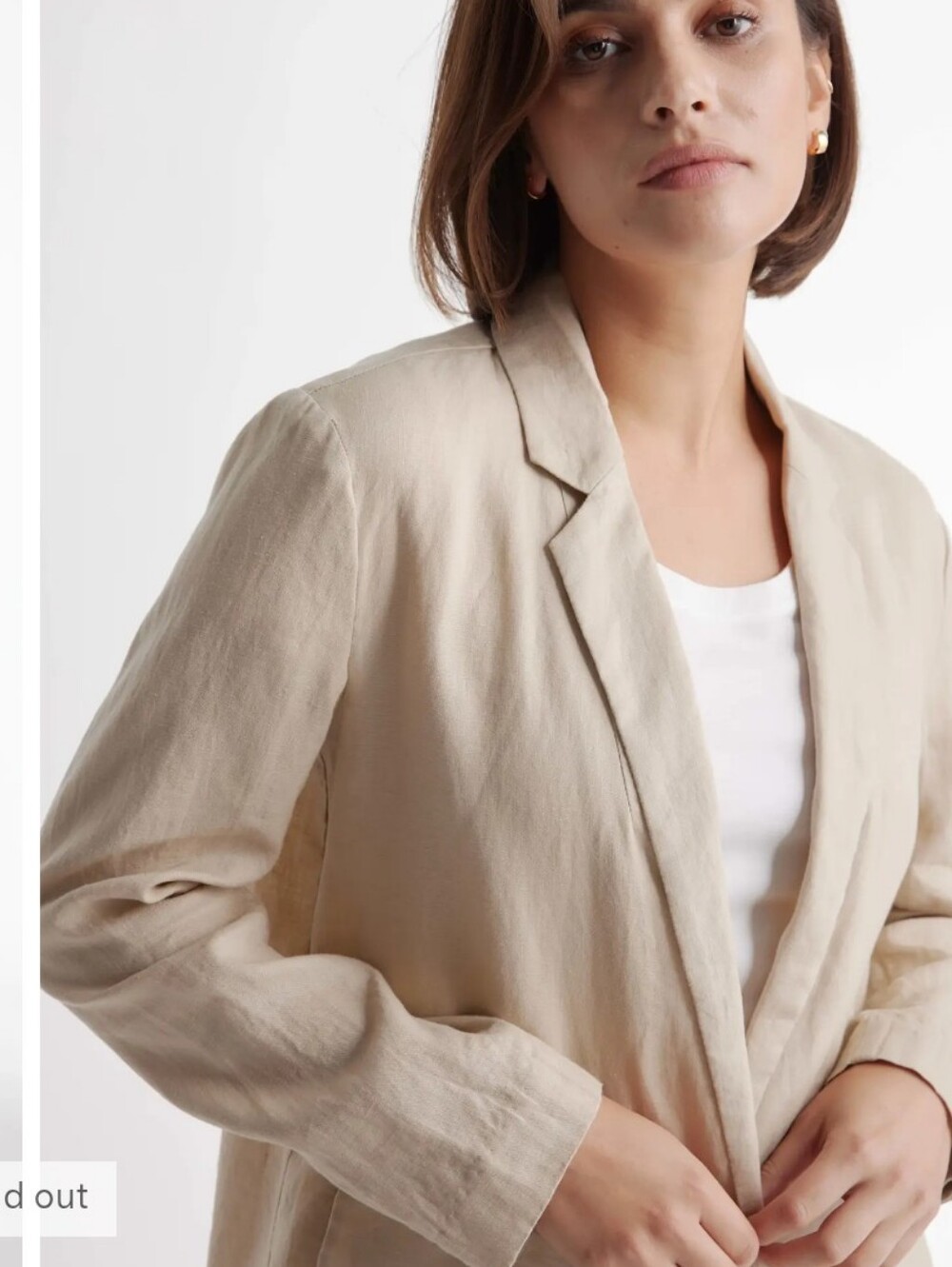 Quince European Linen Beige Lightweight Women's Summer Blazer Office Career SzL - Picture 3 of 7